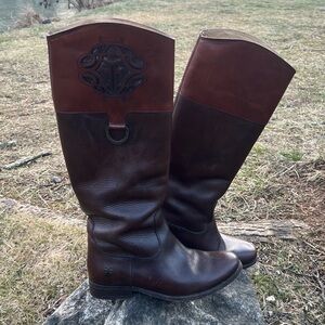 Frye Melissa Logo Leather Riding Boots